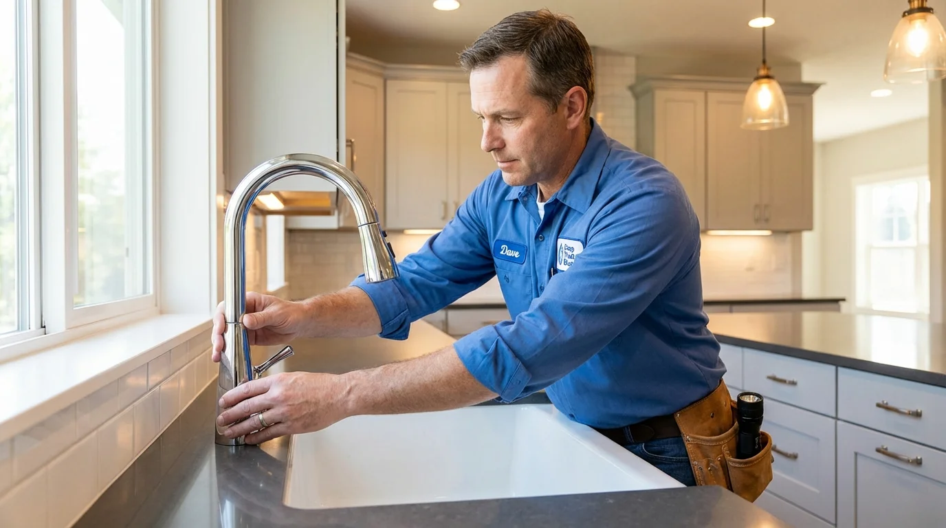 Kitchen faucet installation by Johns Plumbing LLC in Howard City