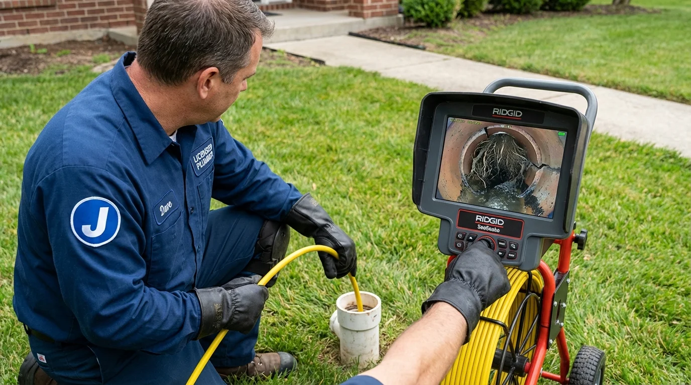 Sewer camera inspection being performed by Johns Plumbing LLC in Howard City