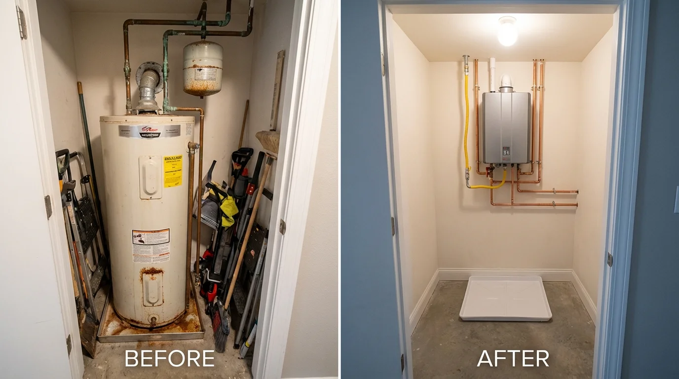 Tank water heater versus wall-mounted tankless unit comparison for Howard City, MI homeowners