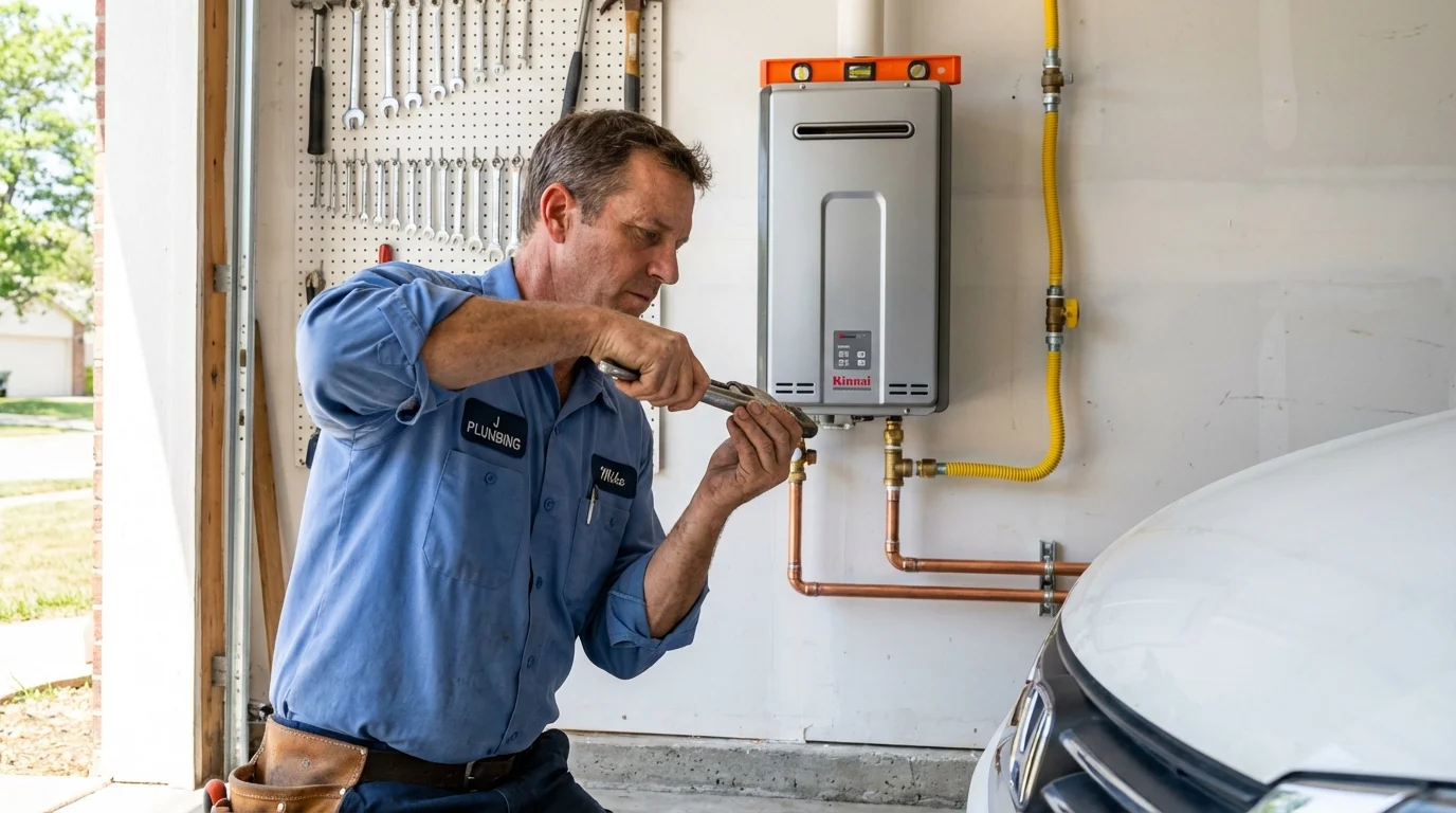 Tankless water heater installation by a Johns Plumbing LLC plumber in Howard City